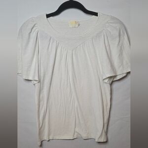 Nation LTD Women's Acacia Smocked Flutter Sleeve Off White Top